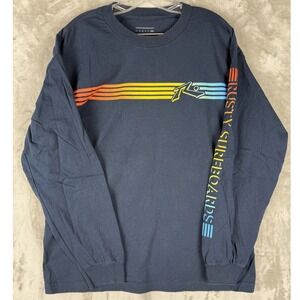 VTG Rusty Surfboards Men's Long Sleeve T Shirt Navy Blue Graphic Print Size L
